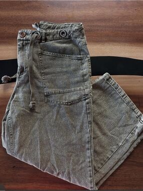 Casual Drawstring soft denim Pants - Olive